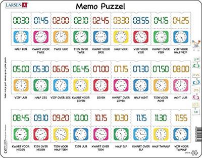 Selecta Larsen memopuzzel leren klokkijken traditionele en digitale klok , 54st.