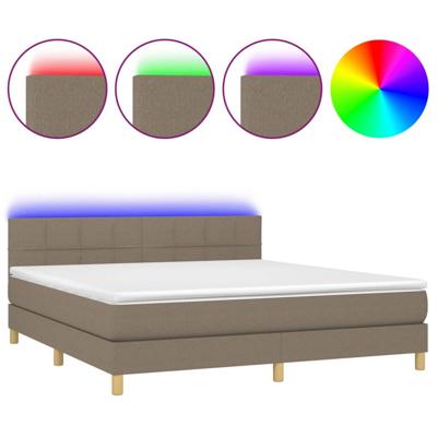 Boxspring met matras en LED stof taupe 180x200 cm