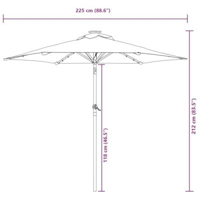 VidaXL Parasol met led&apos;s en stalen paal 225x225x212 cm azuurblauw