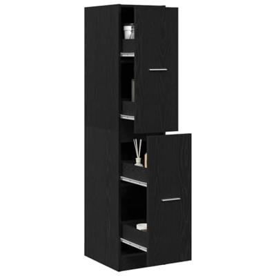 Apothekerskast 30x41x144,5 cm bewerkt hout zwart eikenkleurig
