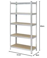 TOOLCRAFT TO-7863108 Stellingkast (extra stevig) 175 kg (b x h x d) 900 x 1800 x 400 mm Metaal, MDF Galvanisch veredeld Verzinkt, Zilver - thumbnail