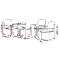 4-delige Loungeset met kussens staal antracietkleurig - thumbnail