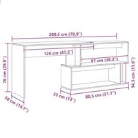 Hoekbureau 200,5x50x76 cm bewerkt hout artisanaal eikenkleur - thumbnail