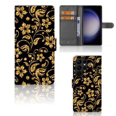 Samsung Galaxy S23 Ultra Hoesje Gouden Bloemen Samsung Galaxy S23 Ultra Hoesje Gouden Bloemen