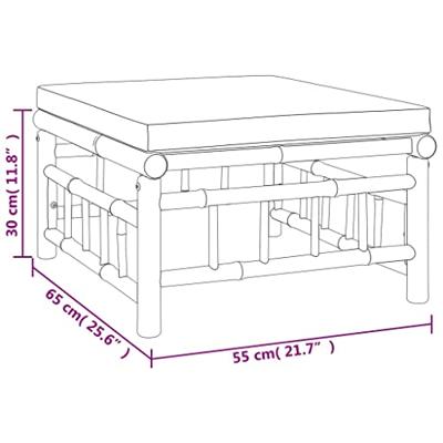 3-delige Loungeset met kussens bamboe crmewit