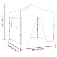 Partytent met 4 zijwanden inklapbaar 2x2 m staal antraciet - thumbnail