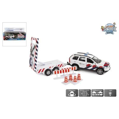 Kids GLOBE die-cast politie volvo xc90 met pijlwagen nl