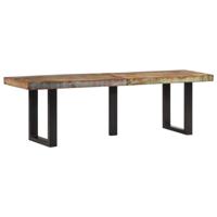 Bankje 160 cm massief gerecycled hout en staal - thumbnail