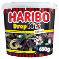 Haribo snoepgoed, emmer van 650 g, dropmix gekleurd - thumbnail