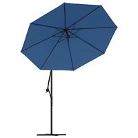 Zweefparasol met LED-verlichting en stalen paal 300 cm blauw - thumbnail