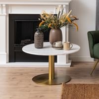 Bendt Ronde Salontafel 'Naima' wit Marmer/Brass, 80cm - thumbnail