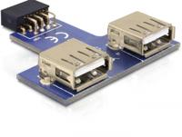 Delock 41824 USB-pinheader female > 2 x USB 2.0 female - omhoog - thumbnail