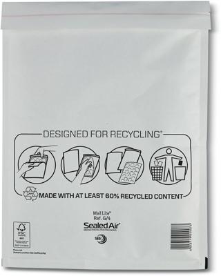 Mail Lite luchtkussenenveloppen, wit, G/4, 230 x 330 mm, doos van 100 stuks