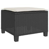 3-delige Bistroset met kussens poly rattan zwart - thumbnail