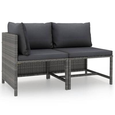 2-delige Loungeset met kussens poly rattan grijs 2-delige Loungeset met kussens poly rattan grijs