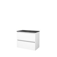 Basic-Line Start 46 Badkamermeubelset - 80 x 46 cm - Greeploos - 2 Lades - Hardstenen Wastafel - Zonder Kraangat - Ice White - thumbnail