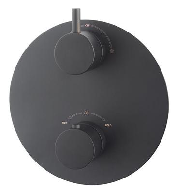 Caral Rond afbouwdeel inbouwthermostaat 2 weg mat zwart