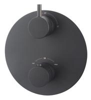 Caral Rond afbouwdeel inbouwthermostaat 2 weg mat zwart - thumbnail