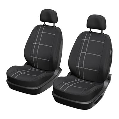 Set van 2 autostoelhoezen voorin - XLCOVER - Airbag compatibel - Zwart - Hoezen voor stoelen en hoofdsteunen