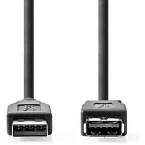 USB-Kabel | USB 3.2 Gen 1 | USB-A Male | USB-A Female | 5 Gbps | Vernikkeld | 1.00 m | Rond | PVC | Zwart