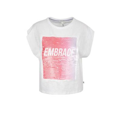 Q/S designed by T-shirt met printopdruk wit/roze