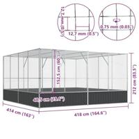 Volière 418x414x212 cm staal zilverkleurig - thumbnail