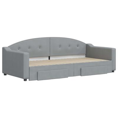Slaapbank met onderschuifbed en lades 90x200 cm stof lichtgrijs