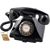 GPO Carrington Classic Retro Push-Button Phone - Pull-Out Tray, Traditional Bell Ring Tone - Black - thumbnail