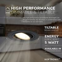 Set van 3 Miro LED inbouwspots - GU10 4 Watt 345 Lumen - 6500K Daglicht wit - Dimbaar - Rond - Kantelbaar - IP20 Voor binnen - Zwart - thumbnail