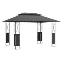 VidaXL Prieel met dak 400x300x270 cm staal antracietkleurig - thumbnail