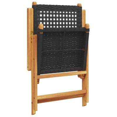 7-delige Tuinset poly rattan en massief hout zwart - thumbnail