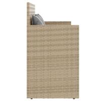 Tuinbank met kussens poly rattan beige - thumbnail