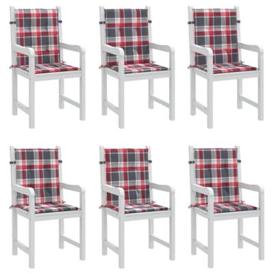 VidaXL Tuinstoelkussens 6 st 100x50x3 cm oxford stof ruitpatroon rood