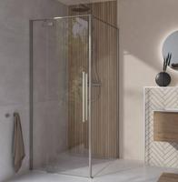 Saqu Trophy douchecabine met draaideur incl. antikalk 90x110x203cm matt brushed - thumbnail