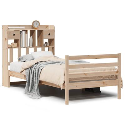 Bed met boekenkast zonder matras massief grenenhout 100x200 cm - thumbnail