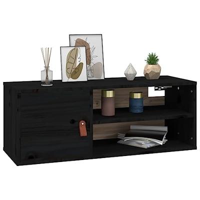 Wandkasten 2 st 80x30x30 cm massief grenenhout zwart
