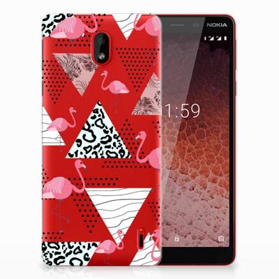 Nokia 1 Plus | TPU Hoesje | Flamingo Triangle
