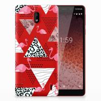 Nokia 1 Plus | TPU Hoesje | Flamingo Triangle - thumbnail