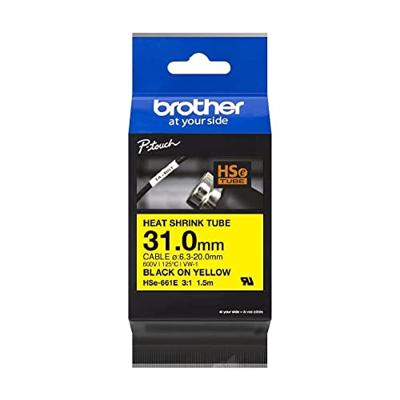Brother HSE661E Labeltape krimpkous Tapekleur: Geel Tekstkleur: Zwart 31 mm 1.5 m