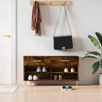 VidaXL Schoenenbank 102x35x55 cm bewerkt hout gerookt eikenkleurig - thumbnail