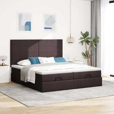 Ottoman bed met matrassen en LED's 180x200cm stof donkerbruin