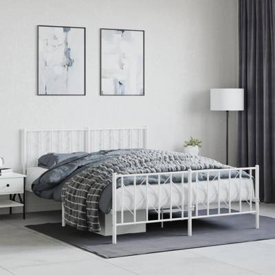 Bedframe met hoofd- en voeteneinde metaal wit 150x200 cm
