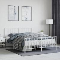 Bedframe met hoofd- en voeteneinde metaal wit 150x200 cm - thumbnail