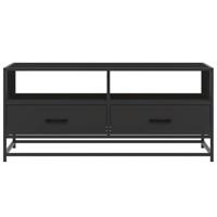 Salontafel 100x50x45 cm bewerkt hout en metaal zwart - thumbnail