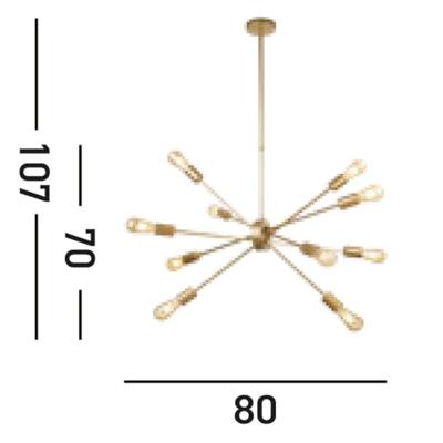 Searchlight Gouden hanglampAlpha Spider 10-lichts - 29010-10GO