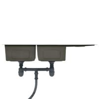 Gootsteen handgemaakt roestvrij staal zwart - thumbnail