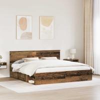 Bedframe met hoofdeinde Oudhout 200 x 200 cm Massief grenenhout - thumbnail