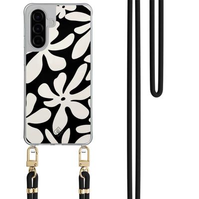 Samsung Galaxy A56 hoesje met zwart koord - Noir bloom Samsung Galaxy A56 hoesje met zwart koord - Noir bloom