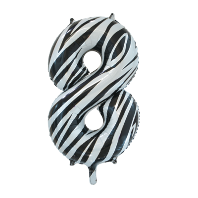 Folieballon Cijfer 8 Zebra (86cm)