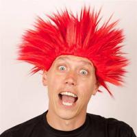 Pruik Electric shock rood - thumbnail